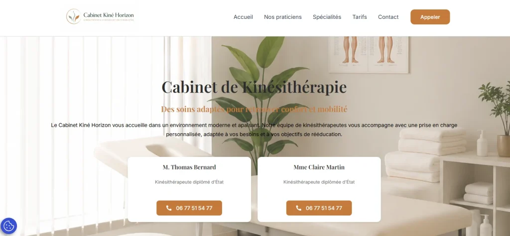 Site de démonstration d’un cabinet de kinésithérapie réalisé par FT Studio